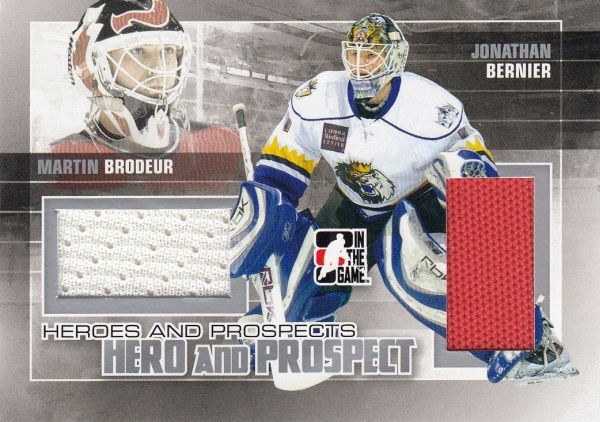 jersey karta BRODEUR/BERNIER 10-11 Heroes and Prospects Hero and Prospects Silver /50